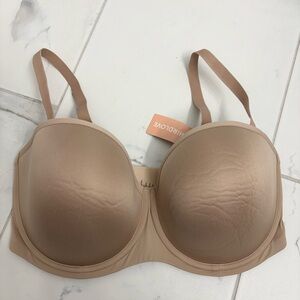 ThirdLove 24/7 Classic Strapless Bra 36F Nude Taupe Convertible Straps